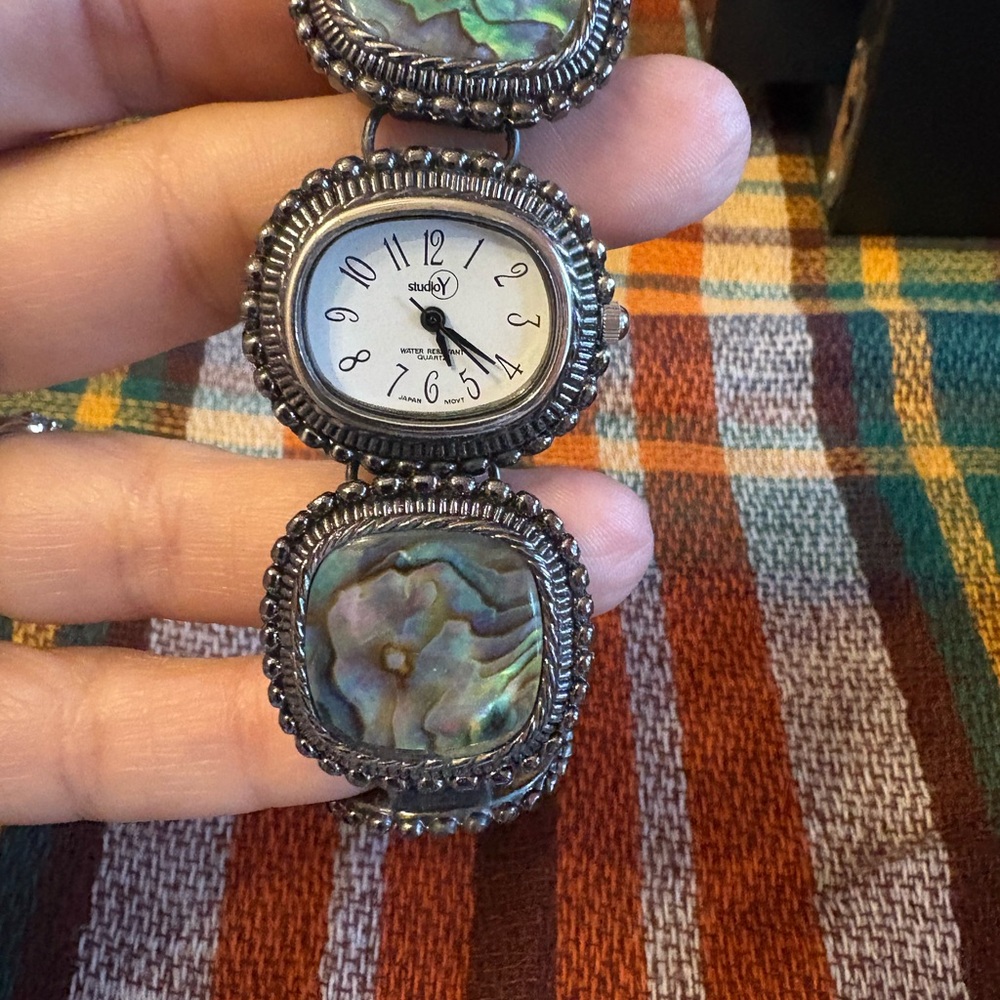 Vintage Studio Y Silver and Green Women's Watch